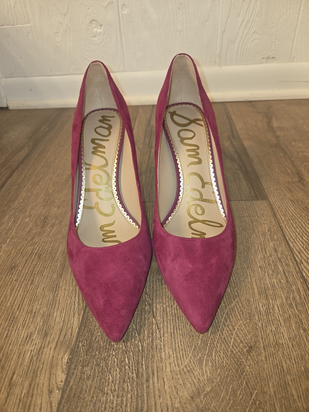 Sam Edelman Pink Suede Pointed-Toe Pumps - Picture 1 of 4